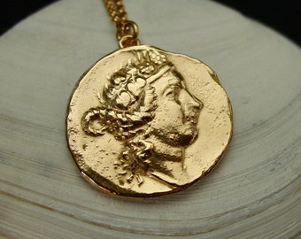 Dionysus Necklace - Bacchus Pendant- God of Wine - Ancient Greek Coin Necklace - Percy Jackson