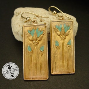 Egyptian Blue Lotus Earrings - Hand Painted Ancient Egypt - Egyptian Earrings - Nymphaea Caerulea - Egyptian Replica