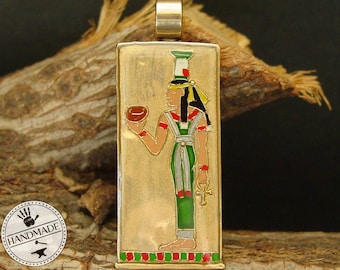 Nephthys Pendant Necklace - Goddess of the Air and Protection of the Home - Egyptian Replica - Hand Carved and Painted