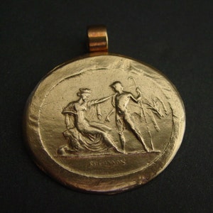 Hermes god visiting Persephone cameo intaglio pendant