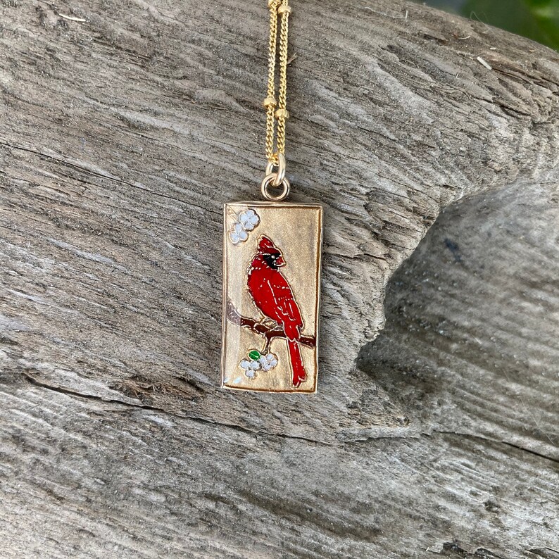 Small Red Bird Cardinal Necklace Cardinal Pendant Etsy