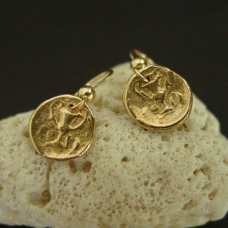 Cup of Bacchus Dionysus Small Coin Earrings Dainty Wine Cup Earrings Ancient Greek Coin Dionysus Jewelry Museum Earrings image 1