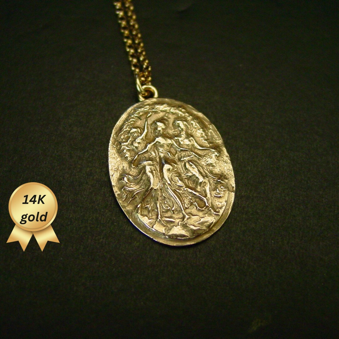 The Three Graces Necklace - Handcrafted Solid 14k GOLD - Antique ...