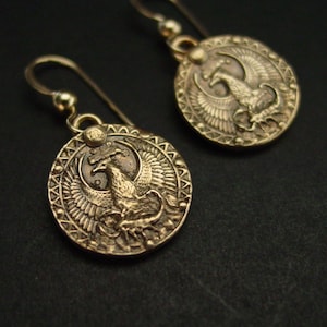 Scorpio Earrings - Zodiac - Birthday Gift - October 24 to November 22 - Antiqued Phoenix Earrings