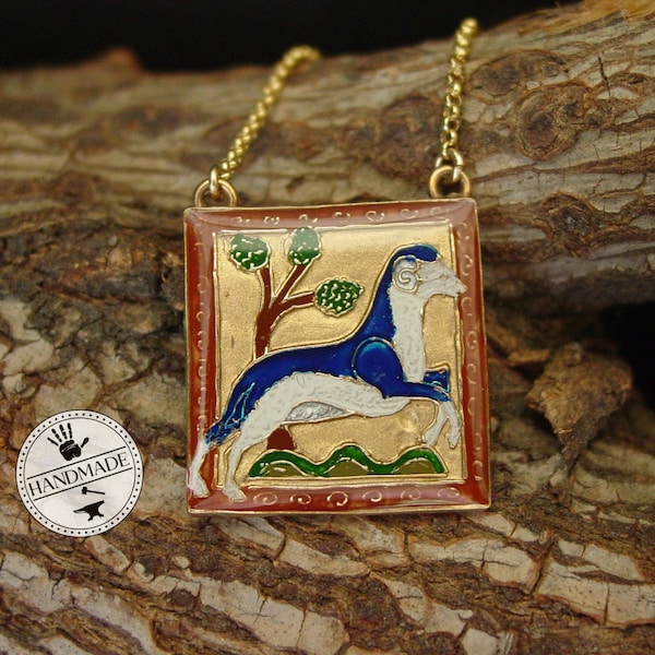 Bestiary Medieval Aberdeen Ram Necklace - Bestiarium - Bestiaire Medieval Necklace - Aries Pendant - Zodiac Necklace