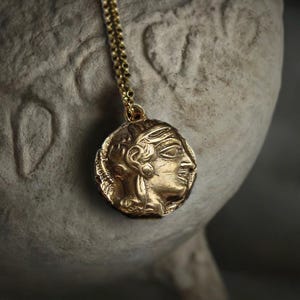 Athena Coin Necklace 449BC - Goddess of Wisdom and Justice - Handcrafted Pendant - Percy Jackson - Minerva - Greek Mythology