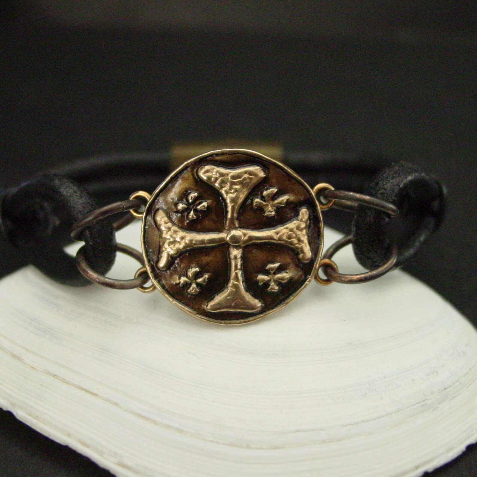 Jerusalem Cross Leather Bracelet for Men Crusader Cross Etsy