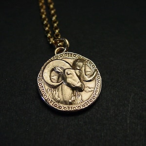 Aries Necklace: Handcrafted Zodiac Ram Animal - Birthday Gift March 21 to April 20
