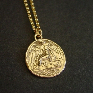 Nike Goddess Necklace - Goddess of Victory - Winged Victory of Samothrace - Ancient Rome - Coin Necklace - Percy Jackson