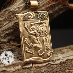 Lion Necklace: Hand Carved Medieval Bestiary Pendant - Heraldry Anglo Saxon Museum Replica