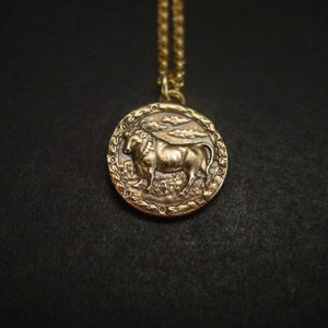 Taurus Necklace - Handcrafted Zodiac Necklace - Birthday Gift - April 21 to May 21 - Coin Necklace