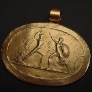 God of War Ares on the Battlefield with his companion Enyo - The Unbeatable Couple - Intaglio - Ares Pendant - Museum Replica