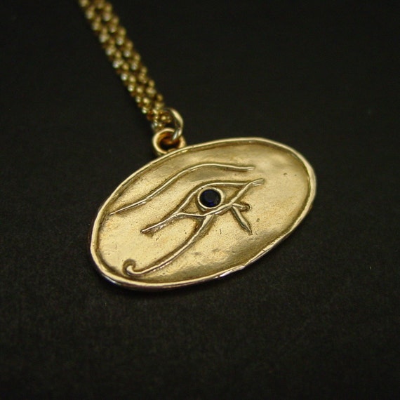 Egyptian Eye of Horus Charm 24" Silver Plated Gothic Necklace 