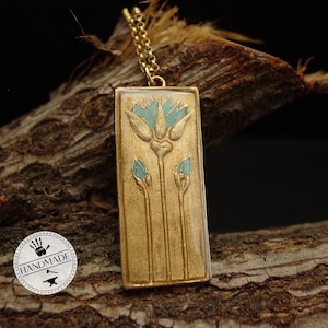 Egyptian Blue Lotus Necklace - Hand Painted Egyptian Jewelry - Ancient Egypt - Nenuphar - Nymphaea Caerulea