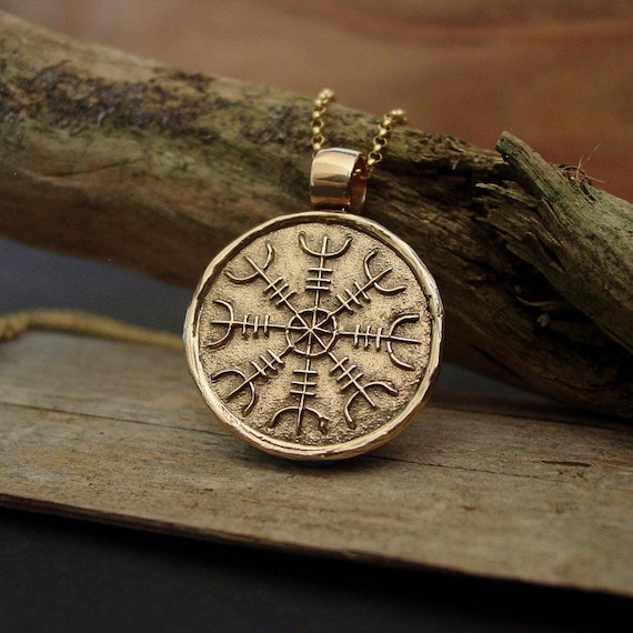 Hand-carved Aegishjalmur Viking Helm of Awe Protection Amulet