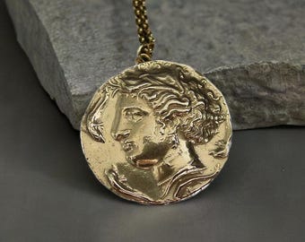 Persephone Necklace - Handcrafted Persephone Pendant - Proserpina Ancient Greek Coin Necklace - Greek Mythology - Percy Jackson