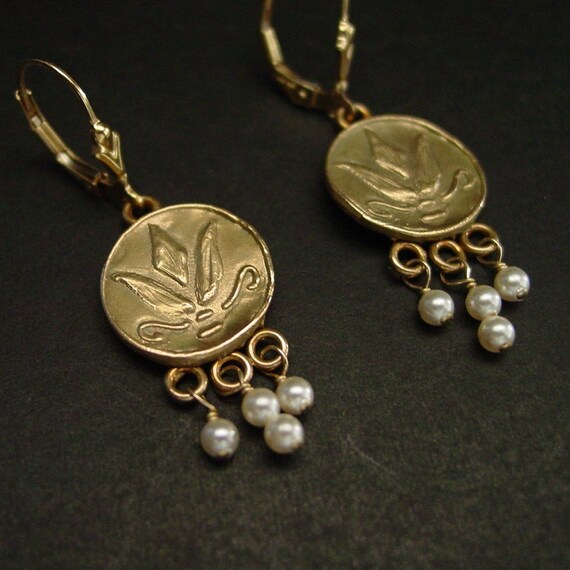 romanos Pendientes de flor de loto con perlas - España