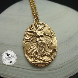 Small Artemis Necklace - Handcrafted Goddess Diana the Huntress - Antique Cameo - Percy Jackson Necklace - Goddess Artemis Jewelry