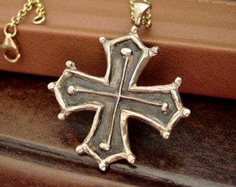 Cathar Occitan Cross Pendant - Hand Carved Medieval Crusader Necklace