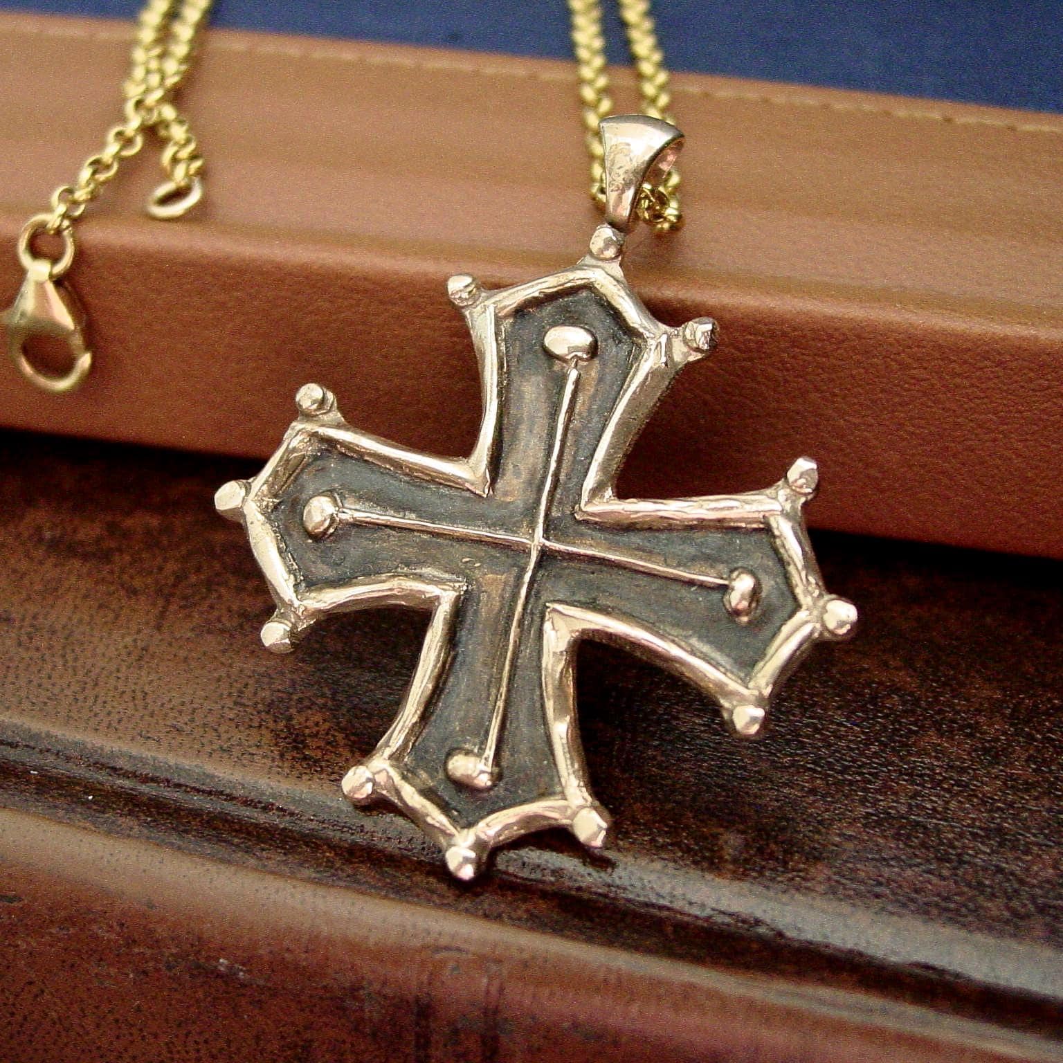Cathar Occitan Cross Pendant - Hand Carved Medieval Crusader