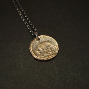 Romulus and Remus with She Wolf Necklace - Handcrafted Capitoline Wolf Ancient Roman Coin Reproduction