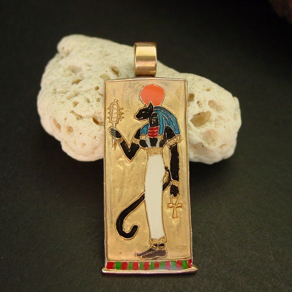 Bastet Pendant Necklace - Hand Painted Bast Goddess - Ancient Egypt - Egyptian Mythology