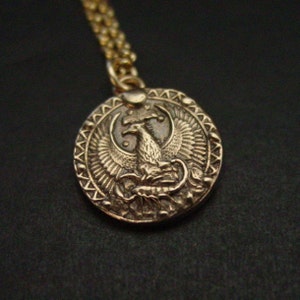 Scorpio Necklace with Phoenix - Zodiac - Birthday Gift - October 24 to November 22 - Coin Necklace - Antiqued - Phoenix Necklace