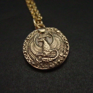 Scorpio Necklace with Phoenix - Zodiac - Birthday Gift - October 24 to November 22 - Coin Necklace - Antiqued - Phoenix Necklace