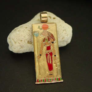 Sekhmet Pendant Necklace - Sekhmet Jewelry - Lioness Egyptian Goddess - Hand Painted