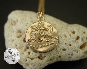 Mycenaean The Riding Minoan Goddess Necklace: Hand-carved Museum Replica Bronze Age Pendant