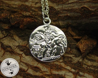 Goddess Rhiannon Celtic Coin Necklace Solid Sterling Silver - Gaulish Goddess Epona - Museum Replica