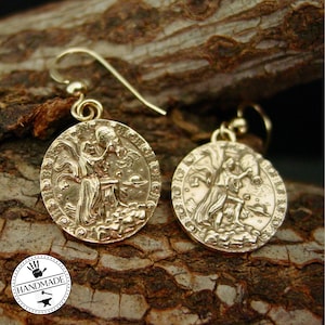 Aquarius Earrings - Handcrafted Antiqued Zodiac Earrings - Birthday Gift January 21 to February 18