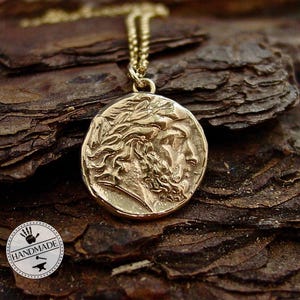 Ancient Greek Zeus Coin Pendant Necklace - Handcrafted Mythological Jupiter Jewelry Inspired by Percy Jackson