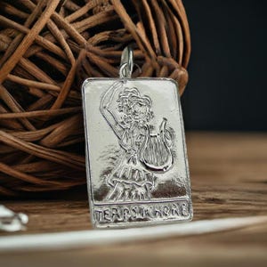 Muse Terpsichore Necklace - Hand Carved SOLID Sterling Silver Muse of Dancers - Goddess of Dance and Chorus