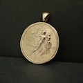 Hermes God and Tyche Necklace: Handcrafted Kiln-Fired Goddess Fortuna Intaglio Cameo Pendant