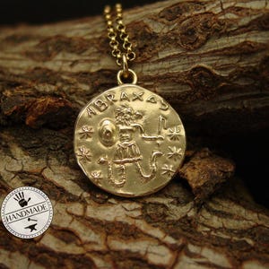 Abraxas Amulet Necklace - Hand Carved Gnostic Symbol of Protection