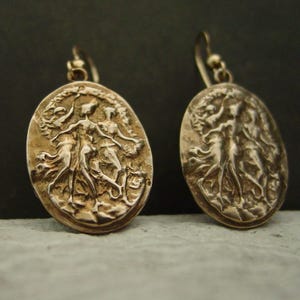 The Three Graces Earrings: Handcrafted Antique Victorian Cameo - Three Muses of Creativity