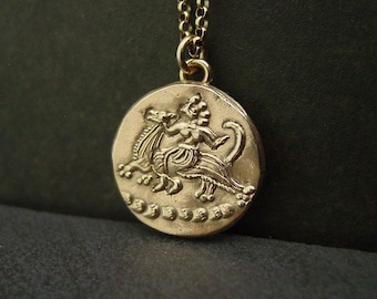 Mycenaean The Riding Minoan Goddess Necklace: Hand-carved Museum Replica Bronze Age Pendant