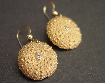Small Sea Urchin Earrings - Handcrafted Seashell Earrings