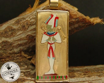 Osiris Pendant Necklace - God of the Underworld and Rebirth - Egyptian Replica - Hand Carved and Painted