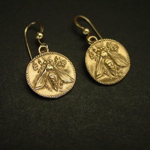 Bee Earrings Honey Bee Earrings Honeybee Ephesus Bee Coin Ancient Greek Coin Earrings Artemis Bee image 2