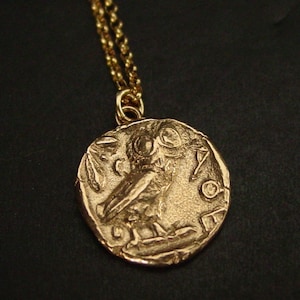 Athena Owl Necklace - Handcrafted Ancient Greek Coin Reproduction - Greek Mythology - Symbol of Wisdom - Hibou - Chouette