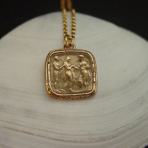 Odysseus and Penelope Necklace - Ithaca The Return - Handcrafted Antique Cameo Jewelry - Intaglio - Greek Mythology