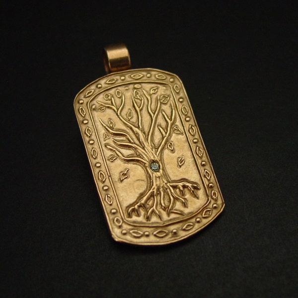 Tree of Life Necklace - Peridot Necklace - Nature Necklace - Husband Gift - Dog Tag Pendant - Baum des Lebens - Arbre de la Vie