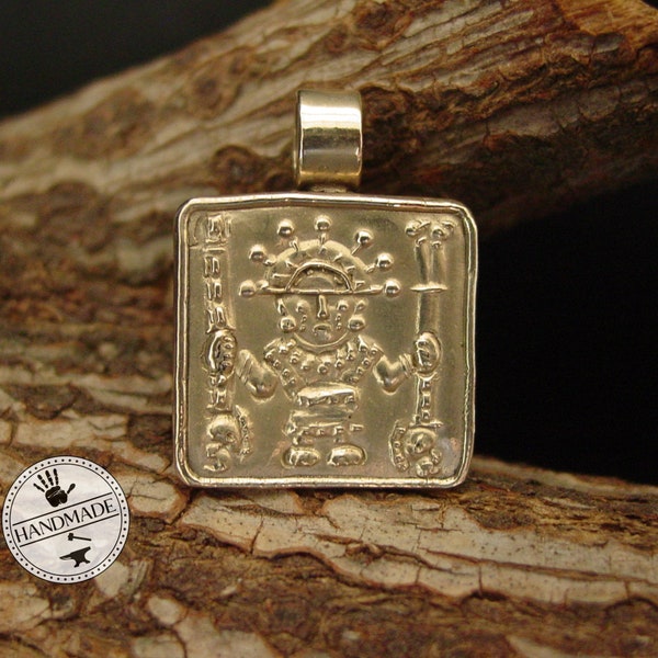 Viracocha Pendant Necklace - Quecha Wiracocha - Inca Creator God of Universe, Sun & Stars - Hand Carved