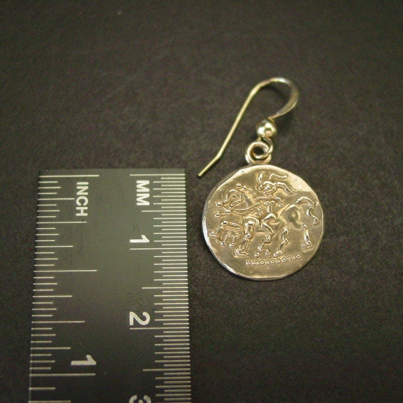 Goddess Rhiannon Celtic Coin Earrings Gaulish Goddess Epona Museum Replica image 6