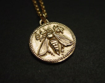 Honey Bee Necklace - Ancient Greek Coin Necklace - Collier Abeille - Biene - Bee Coin - Honeybee Necklace - Museum Replica