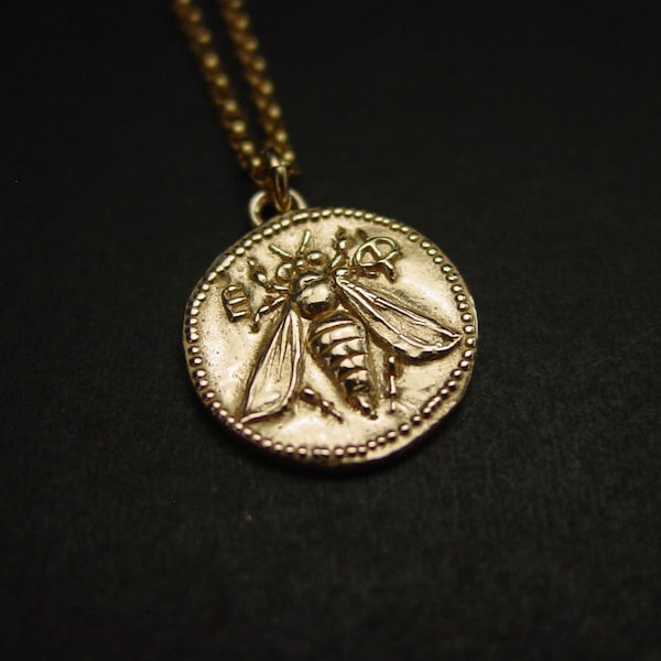 Honey Bee Necklace - Ancient Greek Coin Necklace - Collier Abeille - Biene - Bee Coin - Honeybee Necklace - Museum Replica