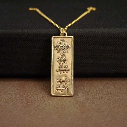 Cuneiform Ishtar Inanna Astarte Assyrian Goddess Necklace: Hand-carved Anunnaki Sumerian Jewelry