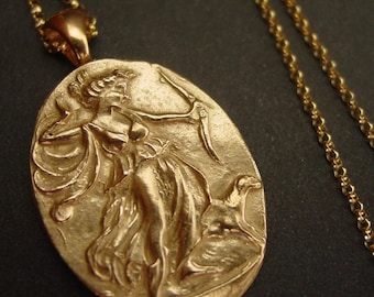 Artemis Necklace - Goddess Diana The Huntress - Handcrafted Antique Cameo Jewelry - Artemis Jewelry - Artemis Pendant